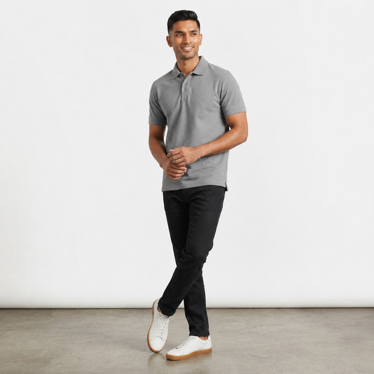 Men’s Premium Cotton Polo T-Shirt – Steel Grey