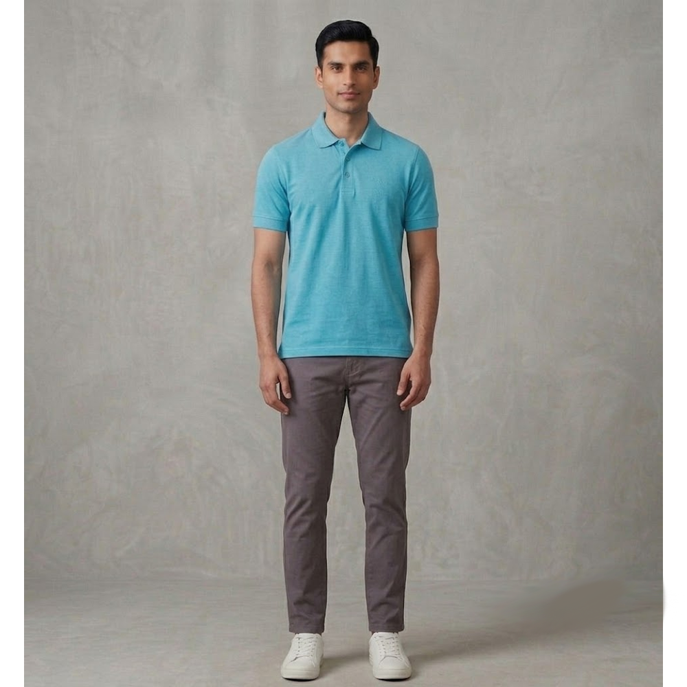 Cotton Polo T-Shirt – Sky Blue