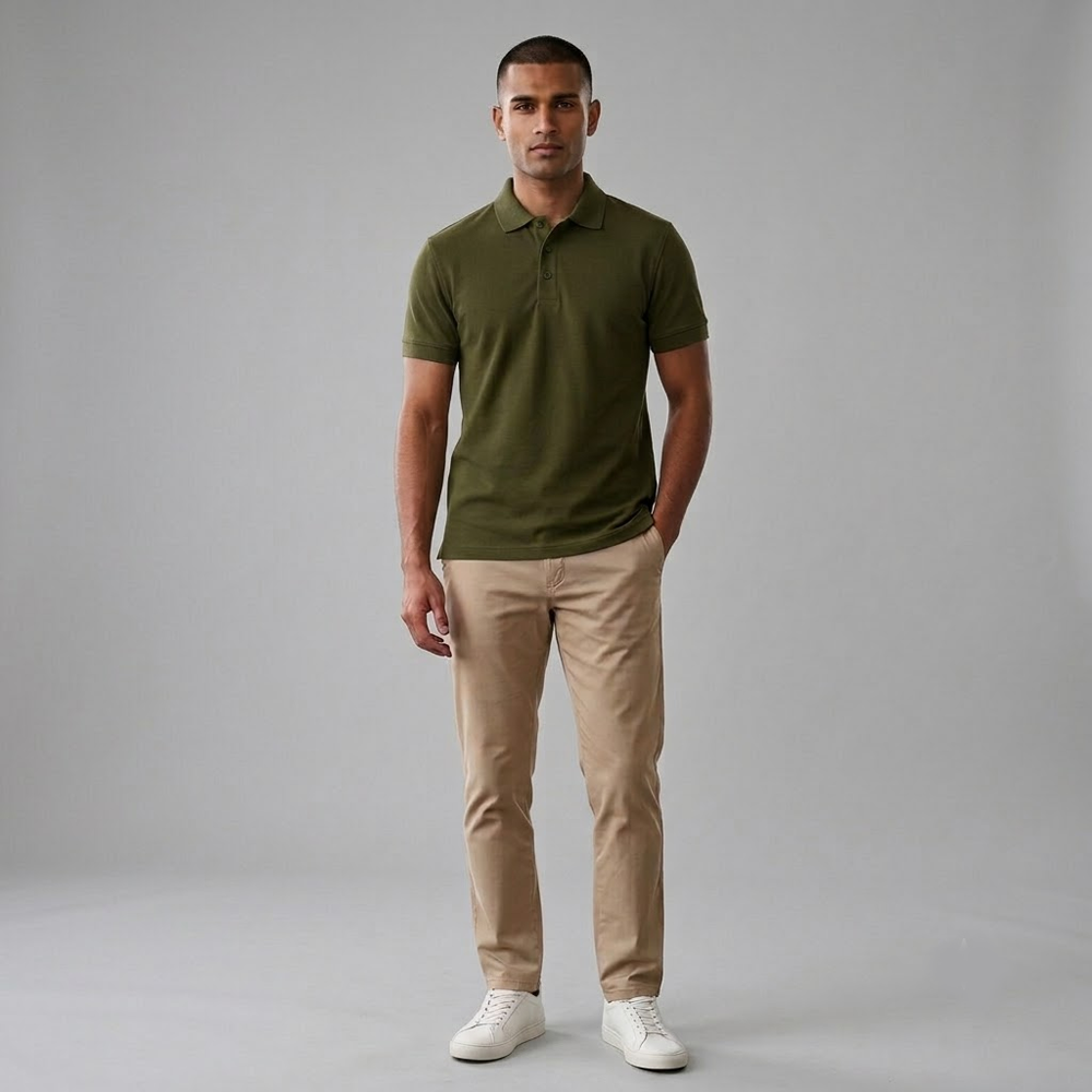Cotton Polo | Olive Green | T-shirt