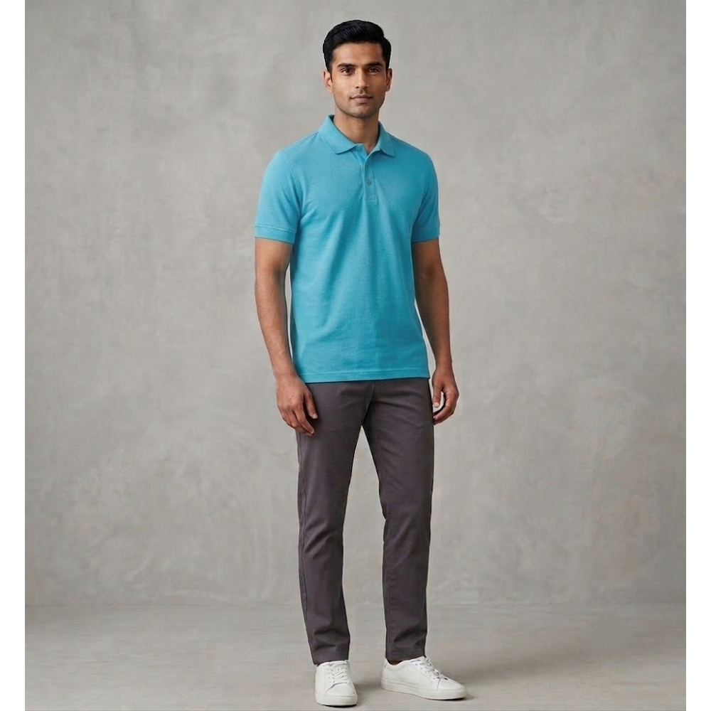 Cotton Polo T-Shirt – Sky Blue