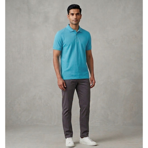 Cotton Polo T-Shirt – Sky Blue