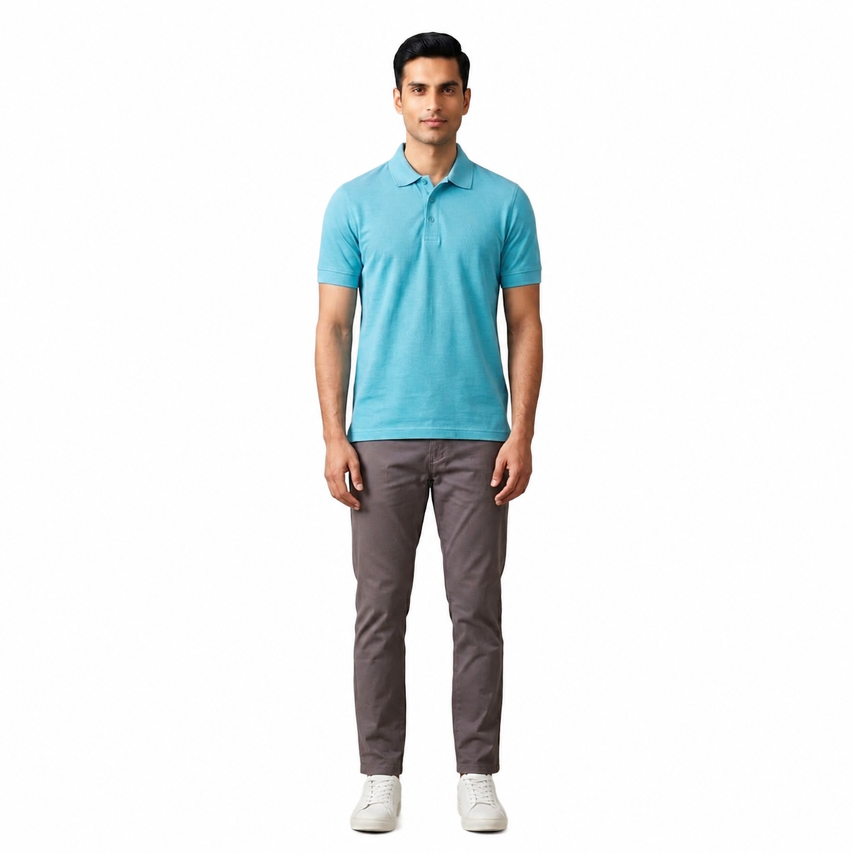 Cotton Polo T-Shirt – Sky Blue